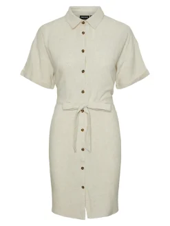 PCVINSTY SS LINEN SHIRT DRESS NOOS