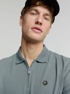 Polo Zip Pique Garment Dyed