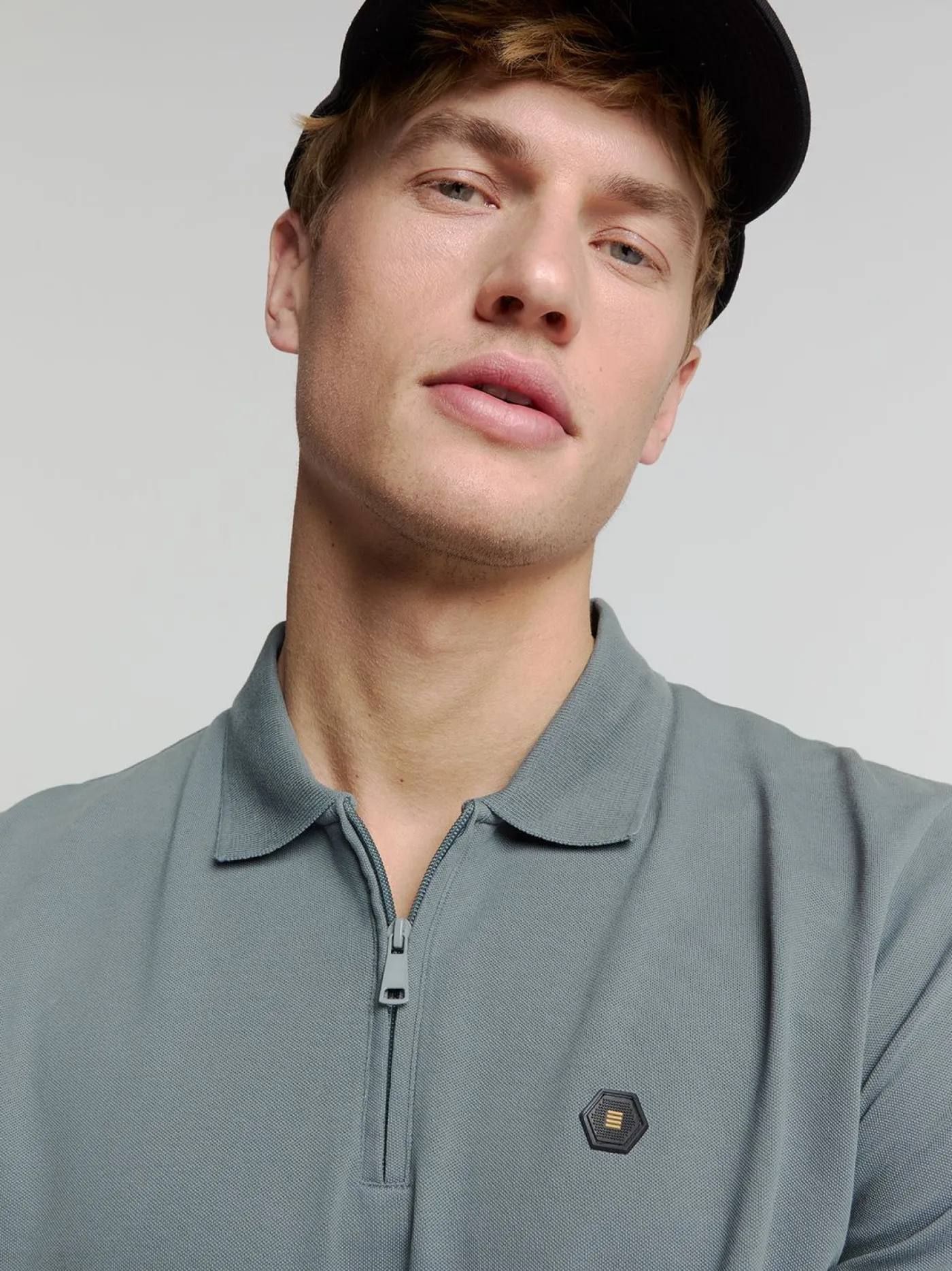 Polo Zip Pique Garment Dyed