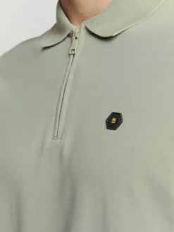 Polo Zip Pique Garment Dyed