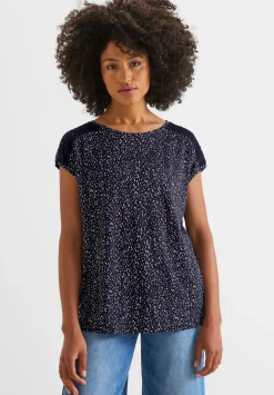 printed shirt w.lace shoulder