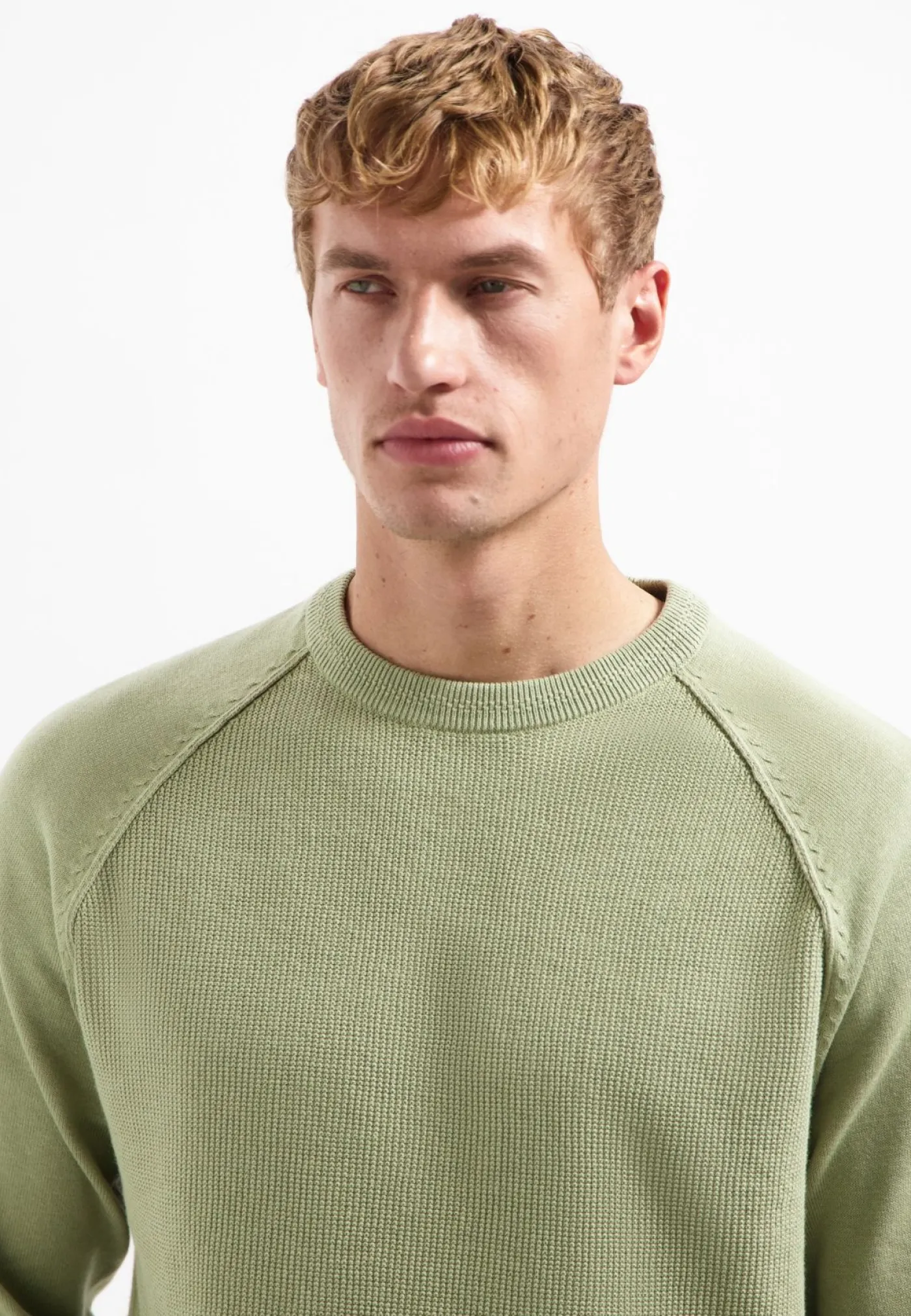 Pullover Crewneck Solid Waffle Knit