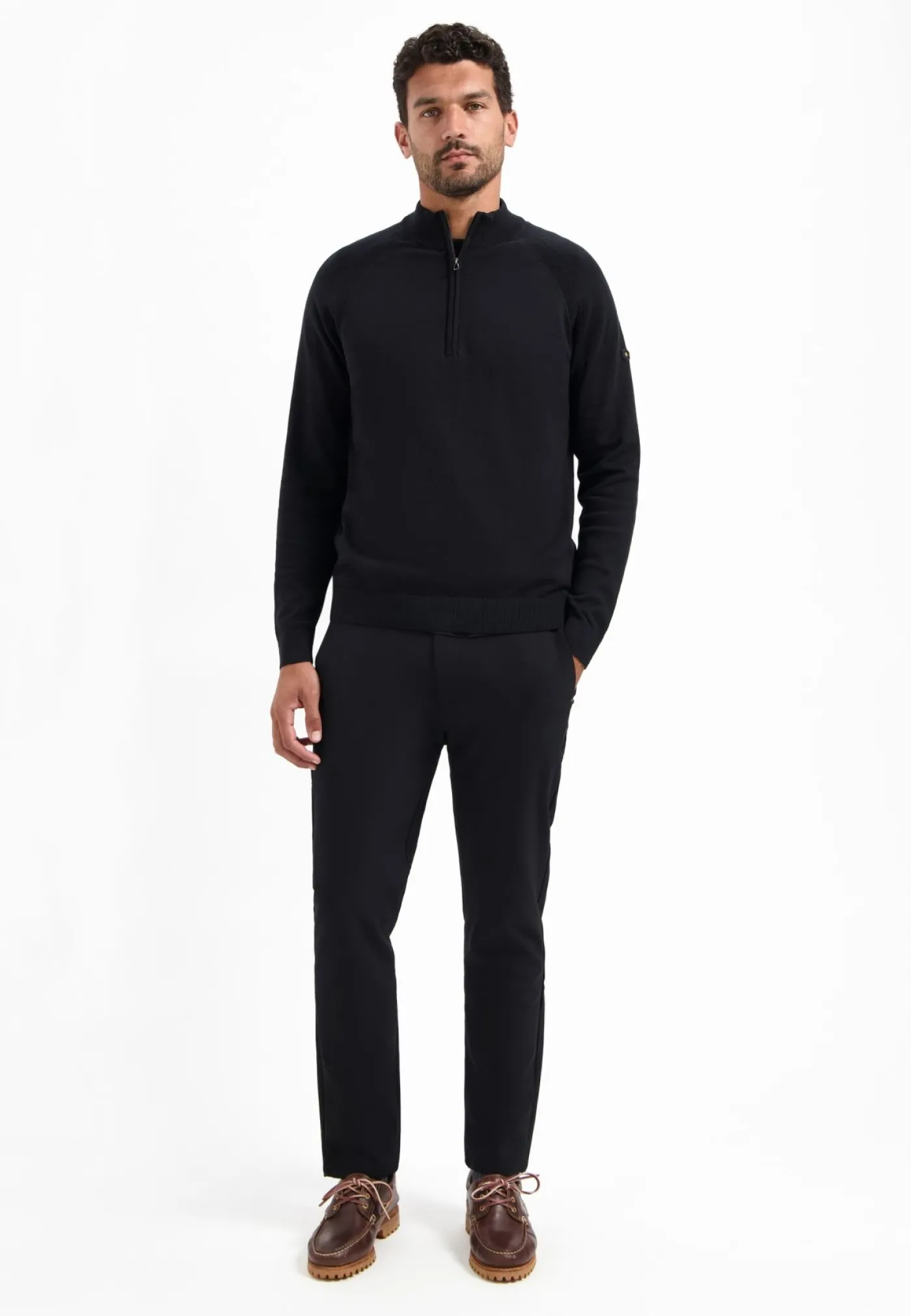 Pullover Half Zip High Collar Solid