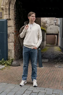 Pullover Half Zip High Collar Solid