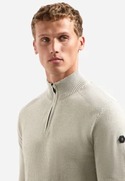 Pullover Half Zip Plated Structure Knit