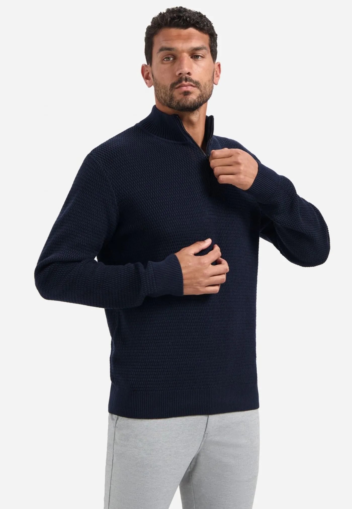 Pullover Half Zipper 2 Coloured Melange