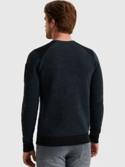 R-neck cotton rib melee knit