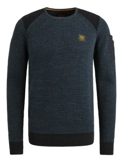 R-neck cotton rib melee knit