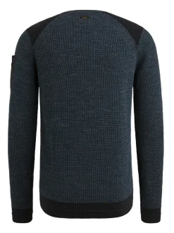 R-neck cotton rib melee knit