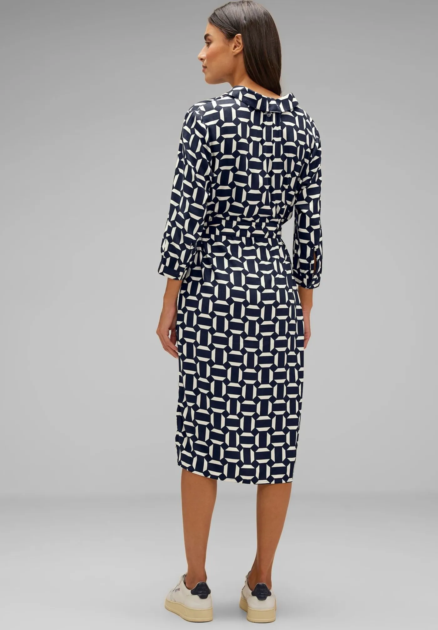 Shirt collar viscose dress