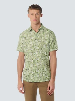 Shirt Short Sleeve Allover Printed With Linen