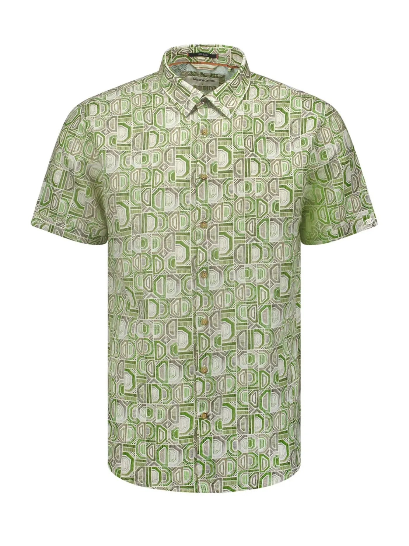 Shirt Short Sleeve Allover Printed With Linen
