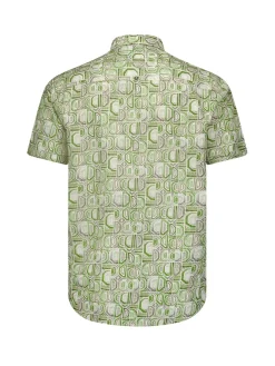Shirt Short Sleeve Allover Printed With Linen