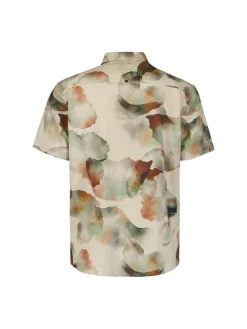 Shirt Short Sleeve Revers Collar Allover PrLinen