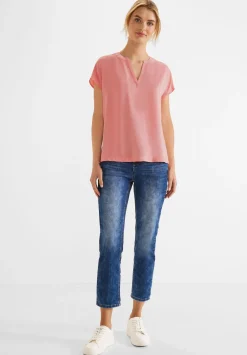 Shirtblouse w splitneck solid