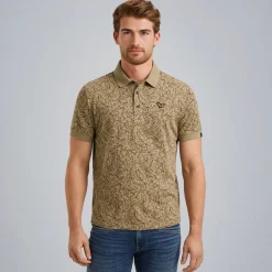 Short sleeve polo slub jersey aop