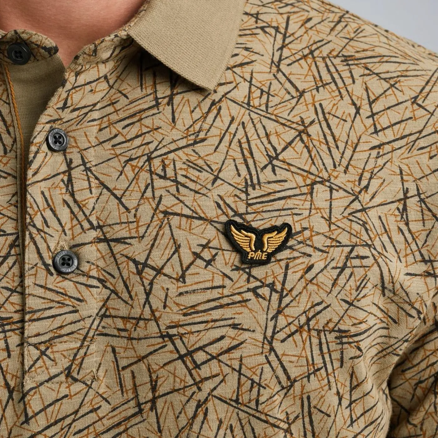 Short sleeve polo slub jersey aop