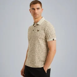 Short sleeve polo slub jersey aop