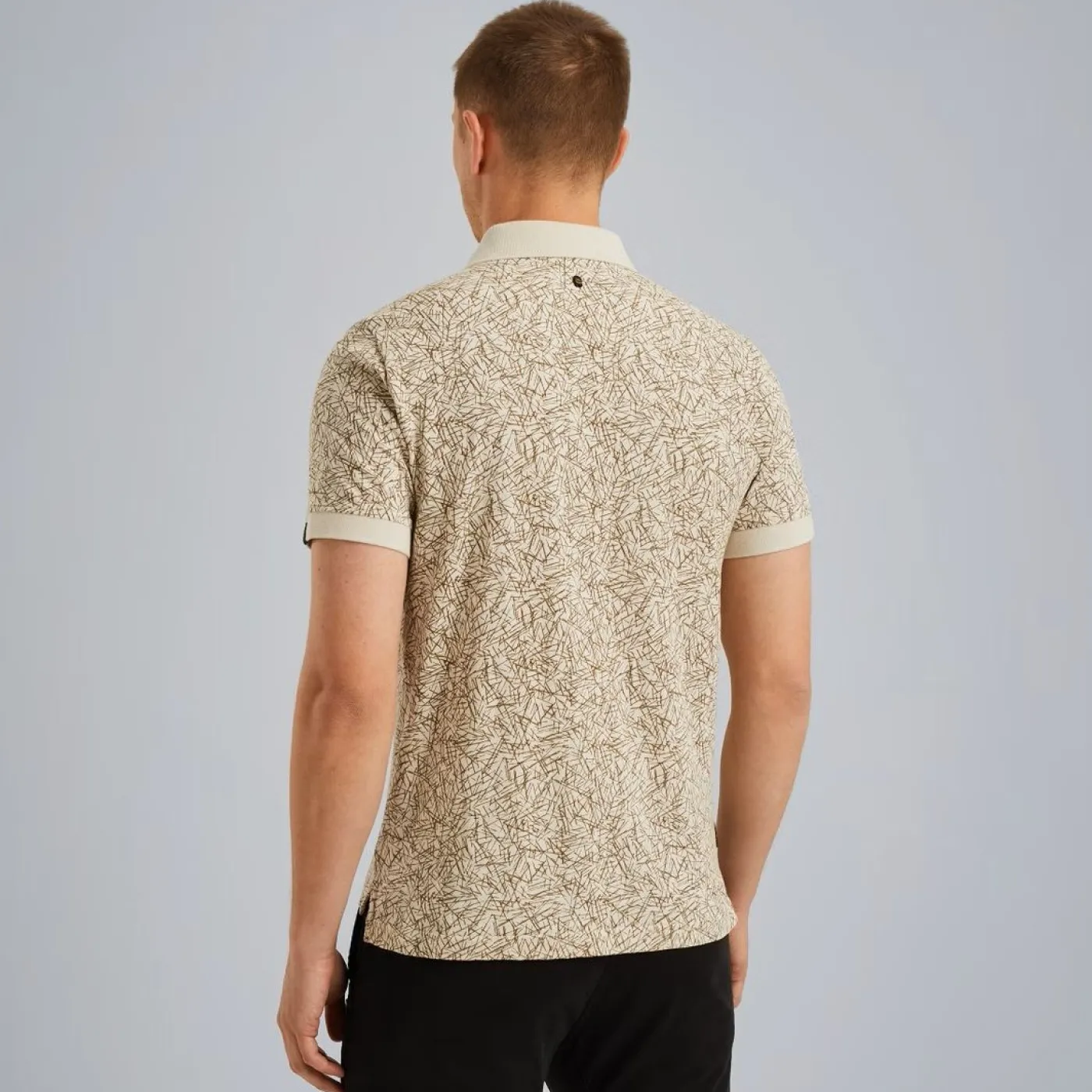 Short sleeve polo slub jersey aop