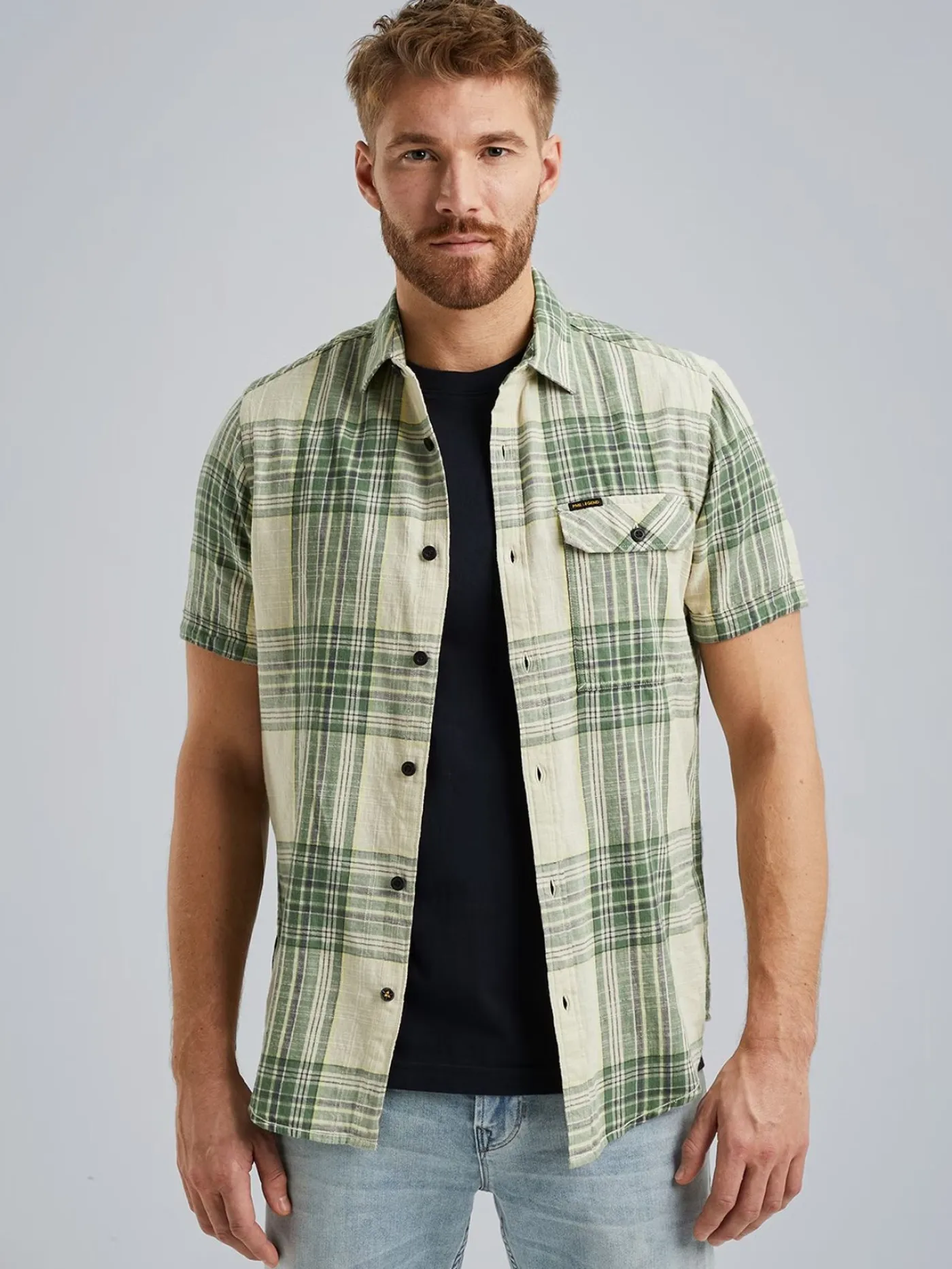 Short Sleeve Shirt Ctn Slub Check