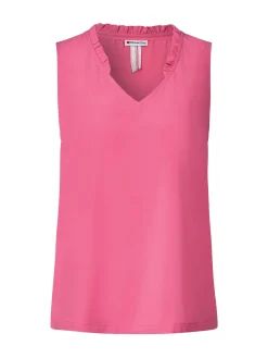 Solid v-neck top w frill