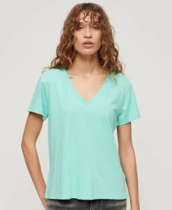 Studios slub emb vee tee