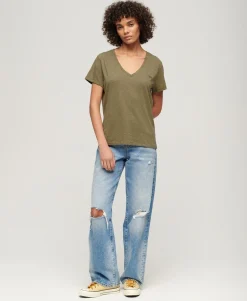 Studios slub emb vee tee