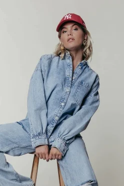 Teddy Rhinestones Denim Blouse