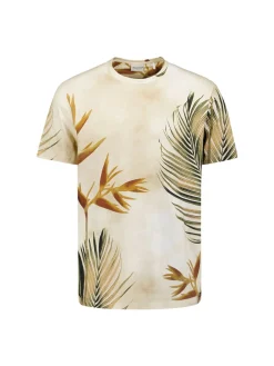 T-Shirt Crewneck Allover Printed Slub Garment Dyed