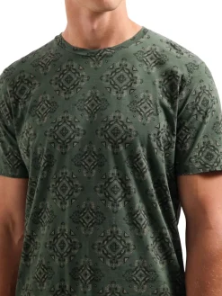 T-Shirt Crewneck Allover Printed Garment Dyed Slub