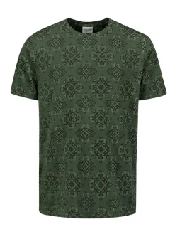 T-Shirt Crewneck Allover Printed Garment Dyed Slub