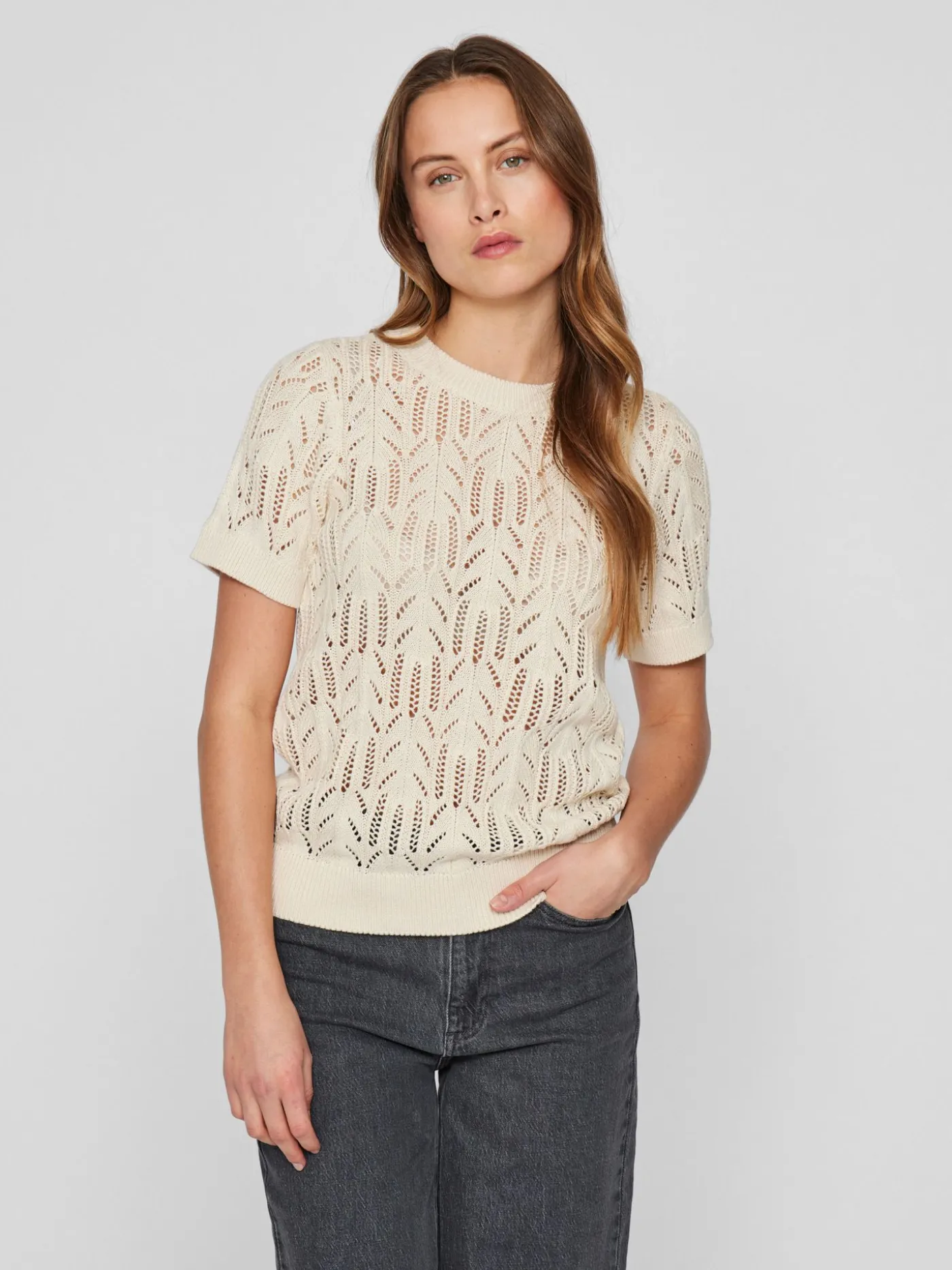 VICOTTI S/S O-NECK KNIT TOP - NOOS