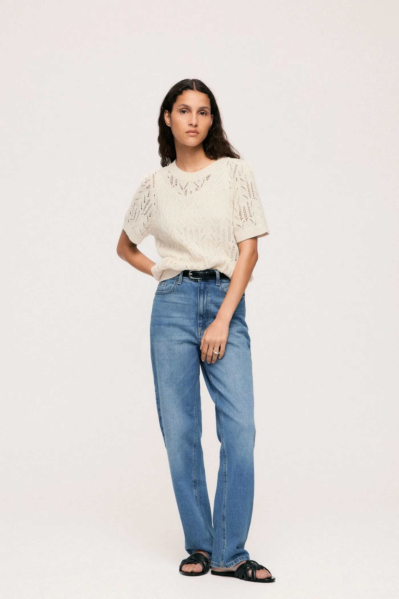 VICOTTI S/S O-NECK KNIT TOP - NOOS