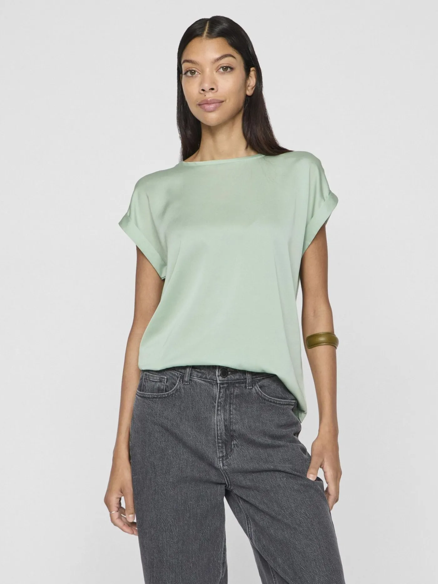 VIELLETTE S/S SATIN TOP - NOOS
