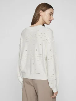 VIRIL L/S O-NECK POINTELLE KNIT TOP