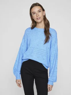VIRIL L/S O-NECK POINTELLE KNIT TOP