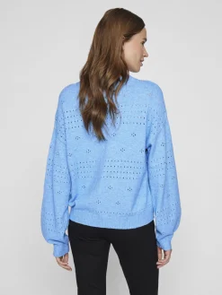 VIRIL L/S O-NECK POINTELLE KNIT TOP