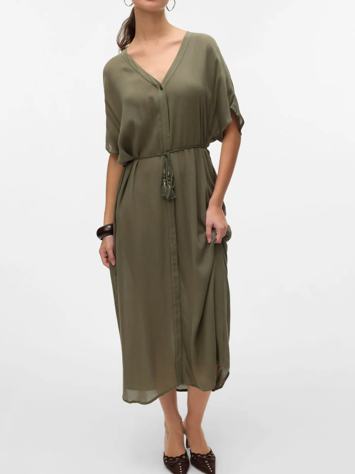 VMBENTE SS WIDE 7/8 SHIRT DRESS WVN