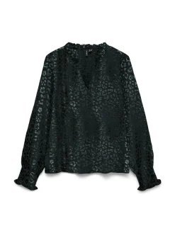 VMCARLA FOIL L/S V-NECK TOP WVN GA