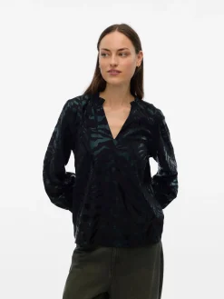 VMCARLA FOIL L/S V-NECK TOP WVN GA