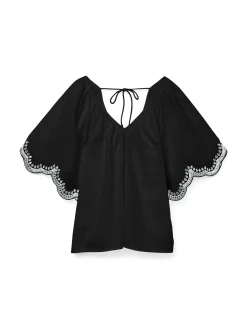 VMDIANA 2/4 V-NECK TOP WVN BTQ