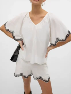 VMDIANA 2/4 V-NECK TOP WVN BTQ