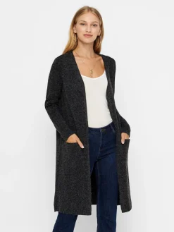 VMDOFFY LS LONG OPEN CARDIGAN GA NO - Black/MELANG