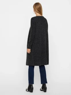 VMDOFFY LS LONG OPEN CARDIGAN GA NO - Black/MELANG