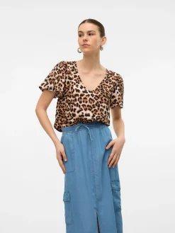 VMEASY JOY V-NECK SS BLOUSE WVN GA