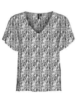 VMEASY V-NECK SS BLOUSE WVN GA - Snow White/Kira