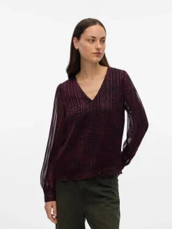 VMGEBRA GEDNA LS V-NECK TOP WVN BTQ