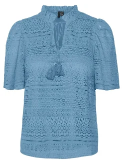 VMHONEY LACE S/S TASSEL TOP WVN GA