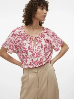 VMIMMA S/S V-NECK TOP WVN BTQ