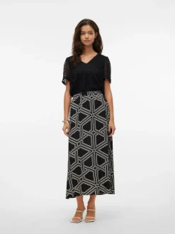 VMISOLDE S/S V-NECK TOP WVN BTQ